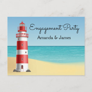 Postal De Invitación Fiesta de compromiso náutico Faro Playa Verano