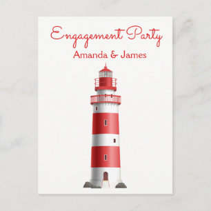 Postal De Invitación Fiesta de compromiso náutico Faro Playa Verano