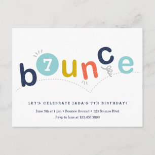 Postal De Invitación Fiesta de cumpleaños con rebote económico