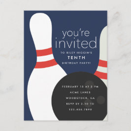 Postal De Invitación Fiesta de cumpleaños de Bowling