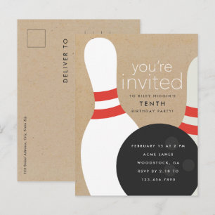 Postal De Invitación Fiesta de cumpleaños de Bowling