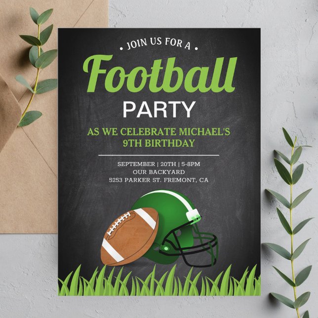 Postal De Invitación Fiesta de cumpleaños de fútbol para niños Chalkboa (Subido por el creador)