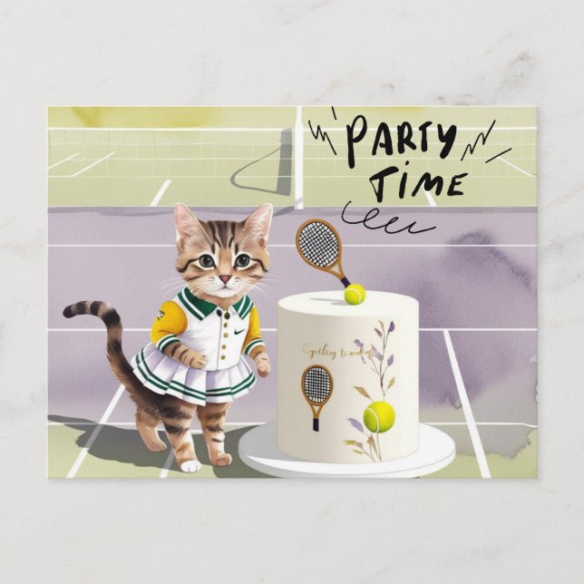 Postal De Invitación Fiesta de cumpleaños de gato  (Anverso)