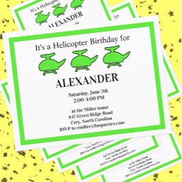 Postal De Invitación Fiesta de cumpleaños de Helicopter