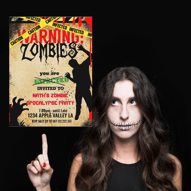 Postal De Invitación Fiesta de cumpleaños de la apocalipsis zombie sala (Subido por el creador)