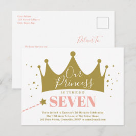 Postal De Invitación Fiesta de Cumpleaños de la Princesa Rosa Presupues