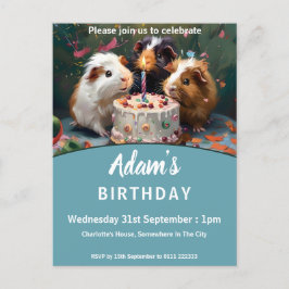 Postal De Invitación Fiesta de cumpleaños de los cerdos de Guinea