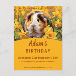 Postal De Invitación Fiesta de cumpleaños de los cerdos de Guinea