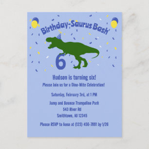 Postal De Invitación Fiesta de cumpleaños de los niños de los dinosauri