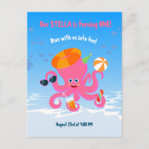 Fiesta de cumpleaños de niña bebé de verano pulpo 