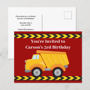 Postal De Invitación Fiesta de cumpleaños de niños con camionetas de vo