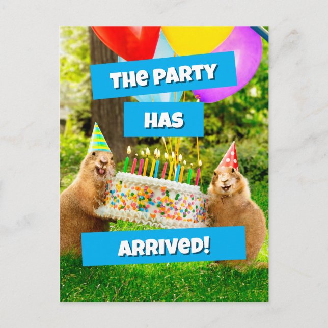 Postal De Invitación Fiesta de Cumpleaños de Perro de la Pradera (Anverso)