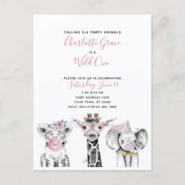 Postal De Invitación Fiesta de cumpleaños de un Chica blanco y negro