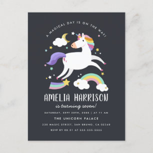 Postal De Invitación Fiesta de Cumpleaños de Unicornio Mágico, Estrella