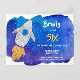 Postal De Invitación Fiesta de cumpleaños del espacio exterior del barc