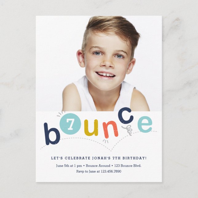 Postal De Invitación Fiesta de cumpleaños infantil Budget Bounce (Anverso)