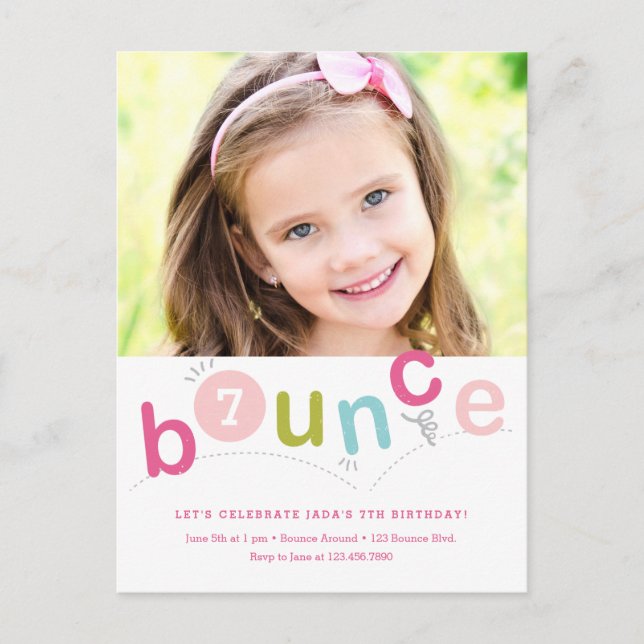 Postal De Invitación Fiesta de cumpleaños infantil Budget Bounce (Anverso)