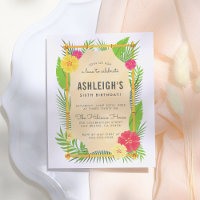 Fiesta de cumpleaños Luau con marco de bambú tropi