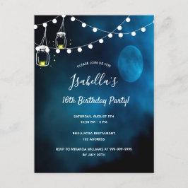 Postal De Invitación Fiesta de cumpleaños número 16: luces azules de lu