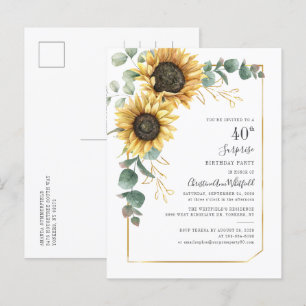 Postal De Invitación Fiesta de cumpleaños número 40 con vegetación de e