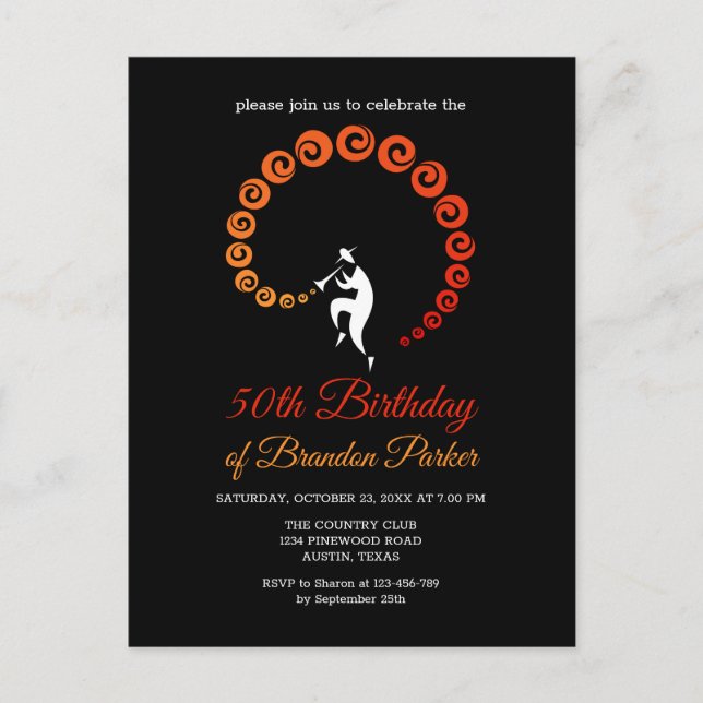 Postal De Invitación Fiesta de cumpleaños número 50 de músico de Trump  (Anverso)