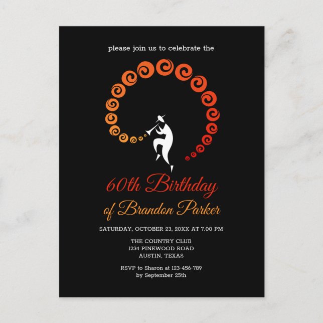 Postal De Invitación Fiesta de cumpleaños número 60 de músico de Trump  (Anverso)