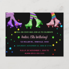 Postal De Invitación Fiesta de cumpleaños para el patinaje sobre ruedas