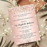 Postal De Invitación Fiesta de cumpleaños rosa oro elegante formal<br><div class="desc">Para una elegante fiesta de cumpleaños número 50 (o cualquier edad). Un rosa de oro falso de aspecto metálico. Decorada con un purpurina falso de oro rosa. Personalice y agregue un nombre y detalles del fiesta. El nombre se escribe con un guión de estilo con letras a mano</div>