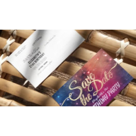 Postal De Invitación Fiesta De Cumpleaños Salvar La Fecha Galaxy Stars 