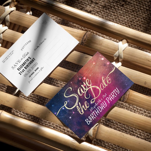 Postal De Invitación Fiesta De Cumpleaños Salvar La Fecha Galaxy Stars  (Subido por el creador)