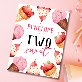 Postal De Invitación Fiesta de cumpleaños segundo crema de hielo de los