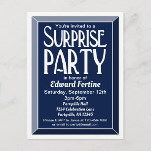 Postal De Invitación Fiesta de Cumpleaños Sorpresa Art Déco Naval con B