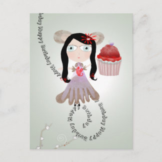 Postal De Invitación Fiesta de cumpleaños, torta de hadas rojas, invita
