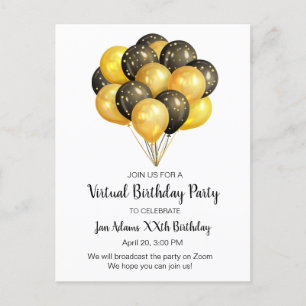 Postal De Invitación Fiesta de cumpleaños virtual