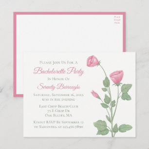Postal De Invitación Fiesta de Despedida de Soltera con Flores Rosadas