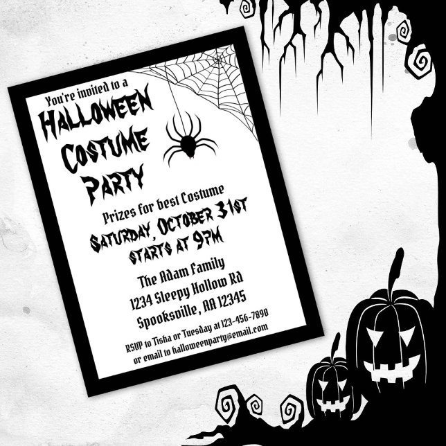 Postal De Invitación Fiesta de disfraces de araña de Halloween (Subido por el creador)