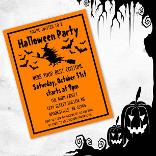 Postal De Invitación Fiesta de disfraces de Witch Halloween