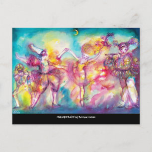 Postal De Invitación FIESTA DE DISFRAZES, Máscaras de Mardi Gras, Baile
