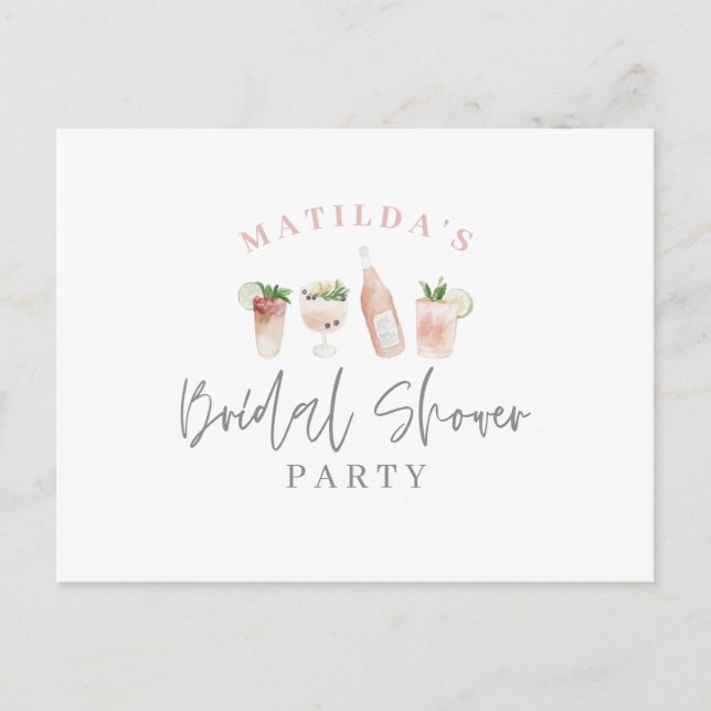 Postal De Invitación fiesta de ducha de novia con agua pintada (Anverso)
