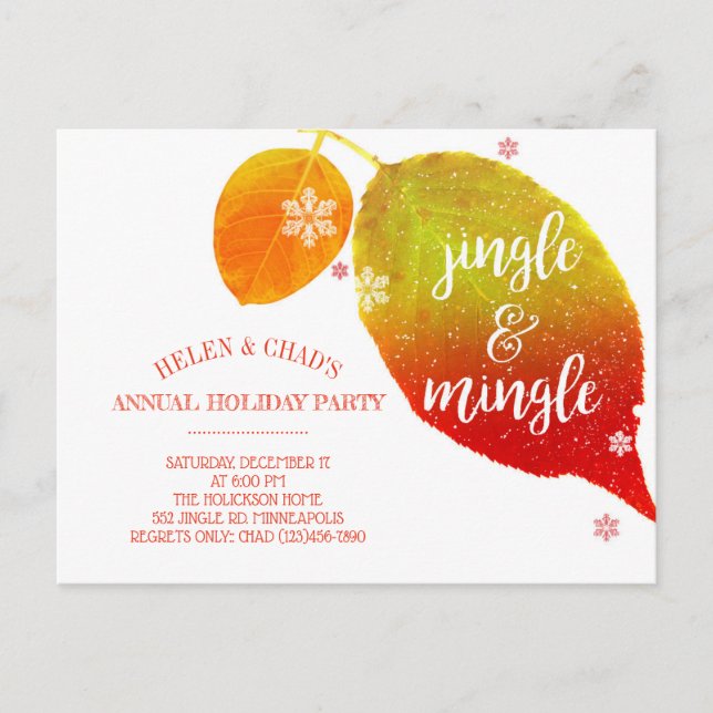 Postal De Invitación Fiesta de feriados cálidos de jingle y mingle (Anverso)