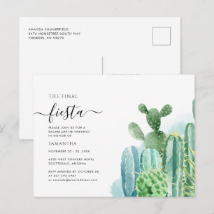Postal De Invitación Fiesta de Fin de Semana de Soltera Cactus Suculent