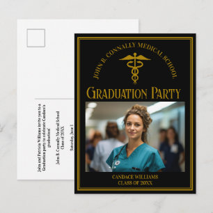 Postal De Invitación Fiesta de Fotos de Graduación Elegante de la Escue