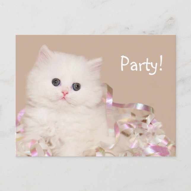 Postal De Invitación ¡fiesta de gatitos! (Anverso)