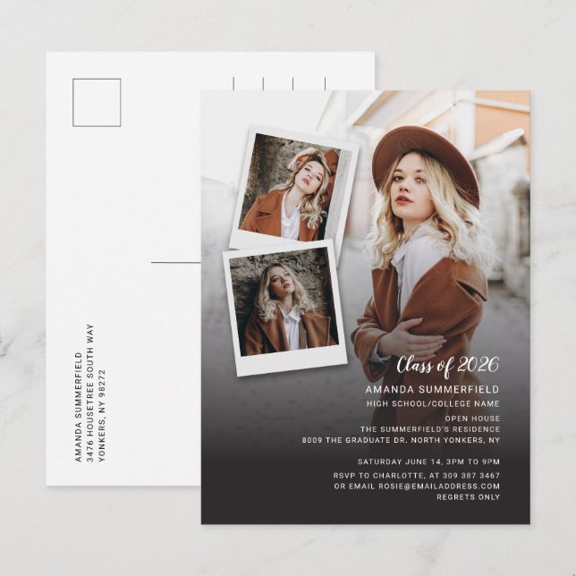 Postal De Invitación Fiesta de Graduación 2026 Multi Foto (Anverso / Reverso)