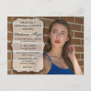 Postal De Invitación Fiesta de Graduación con Foto Personalizada