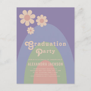Postal De Invitación Fiesta de graduación de colores pastel vintage ret