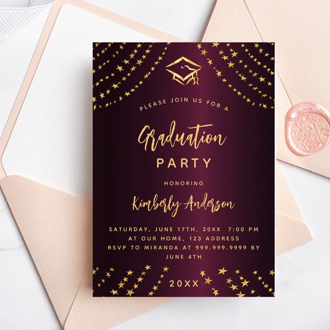 Postal De Invitación Fiesta de graduación de estrellas de oro de Borgoñ (Subido por el creador)