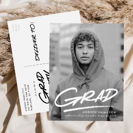 Postal De Invitación Fiesta de Graduación de Foto Grad con Guiones Mode