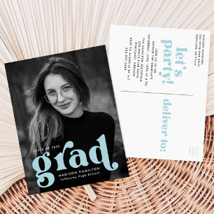 Postal De Invitación Fiesta de graduación de fotografía azul cielo de t