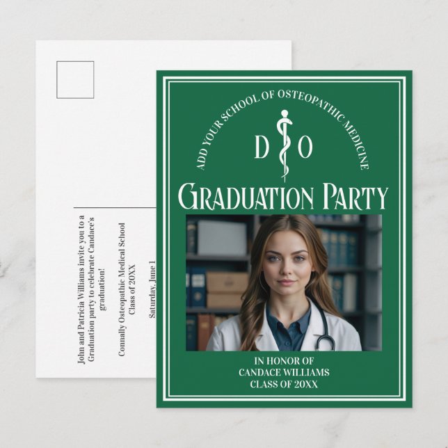 Postal De Invitación Fiesta de graduación de la facultad de medicina os (Anverso / Reverso)